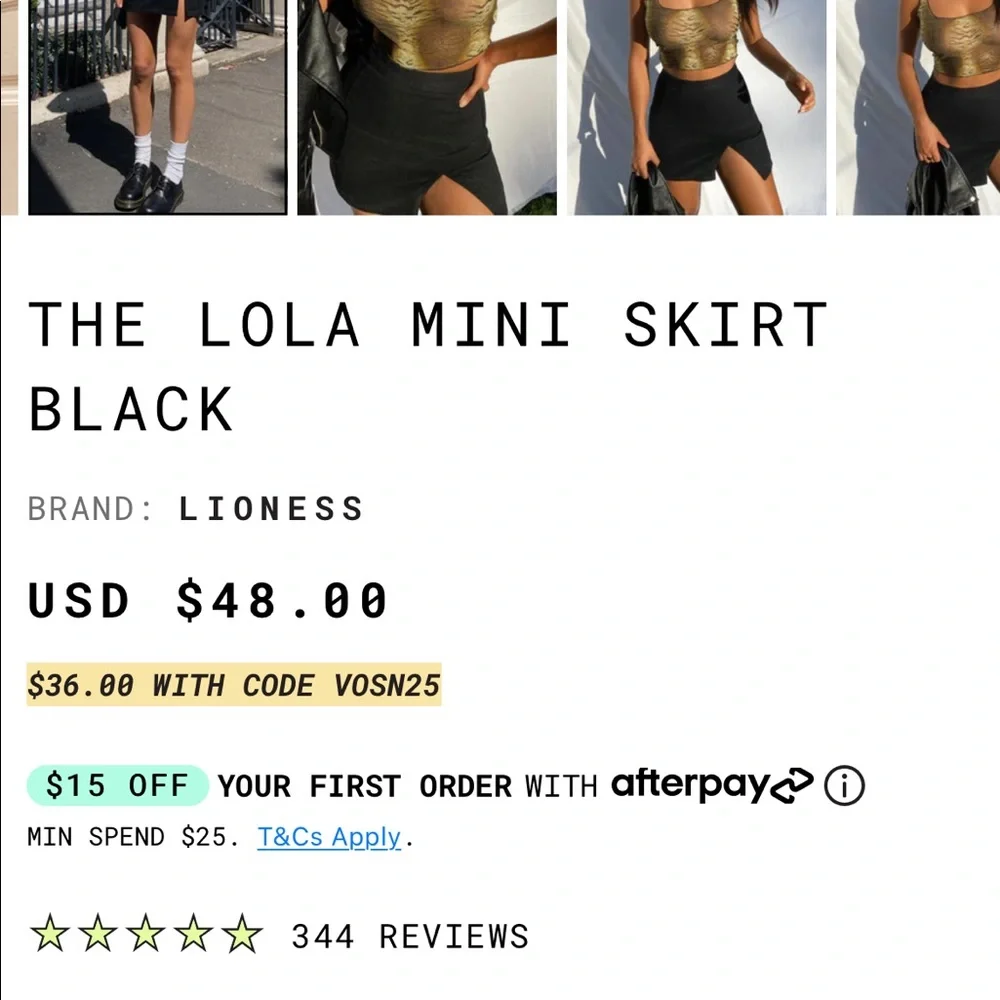 Princess Polly The Lola Mini Skirt Black Lioness NWOT - Picture 7 of 13